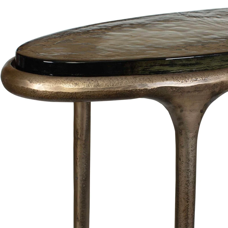 Ata Oval Side Table in Brass