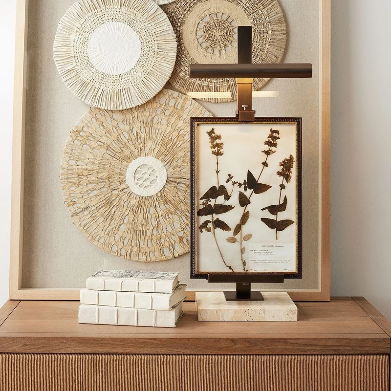 Lean On Me Lighted Easel in Travertine/Bronze