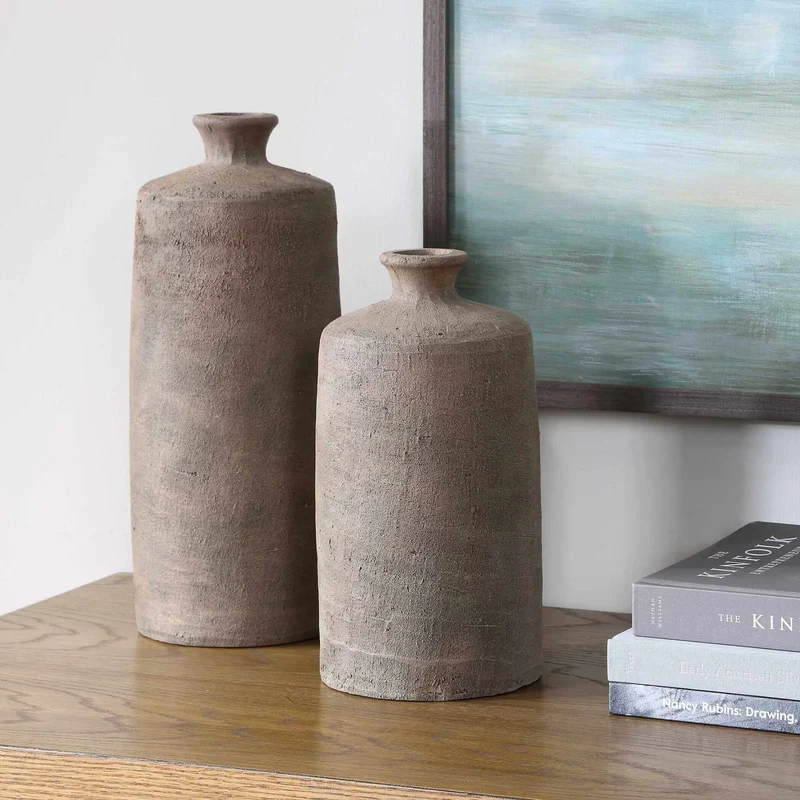 Terrene Clay Vases, Set of 2