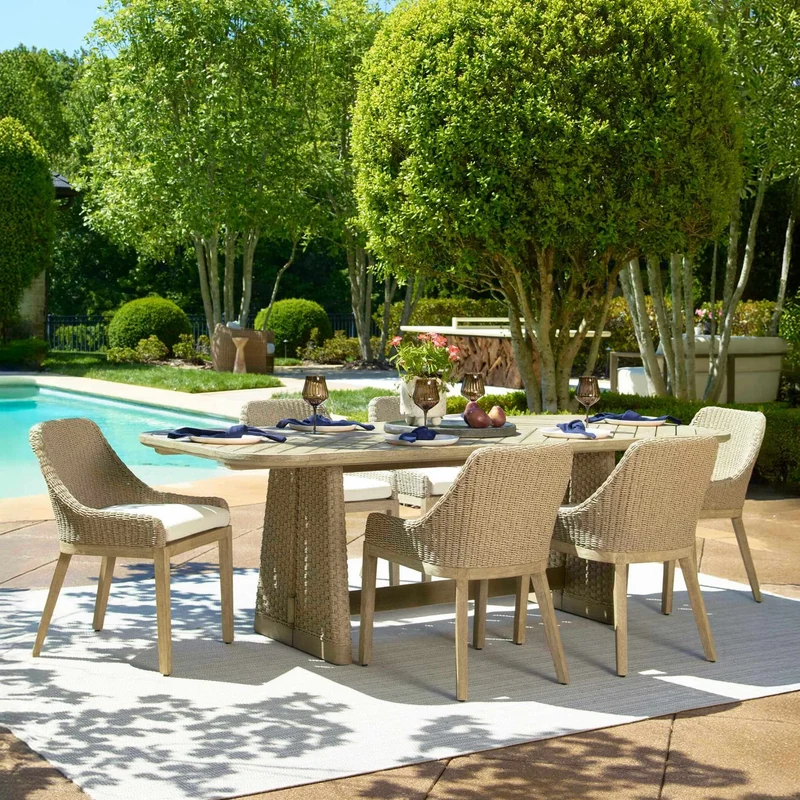 Harbor Herringbone Indoor-Outdoor Dining Table
