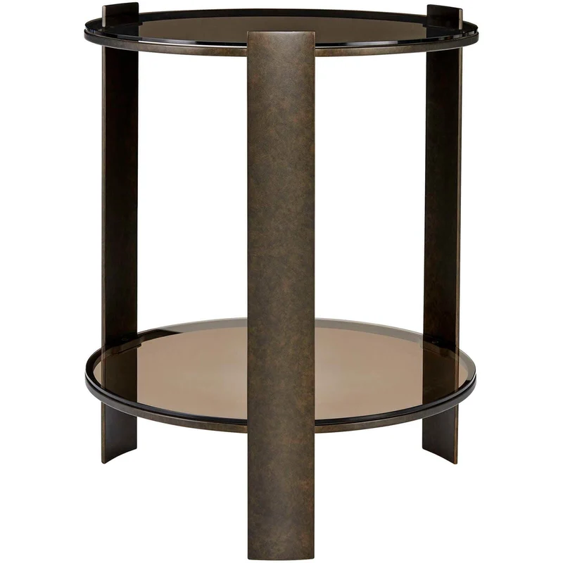 Hanson Side Table in Bronze and Dark Glass