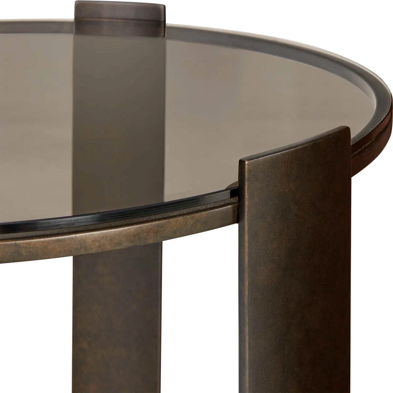 Hanson Side Table in Bronze and Dark Glass