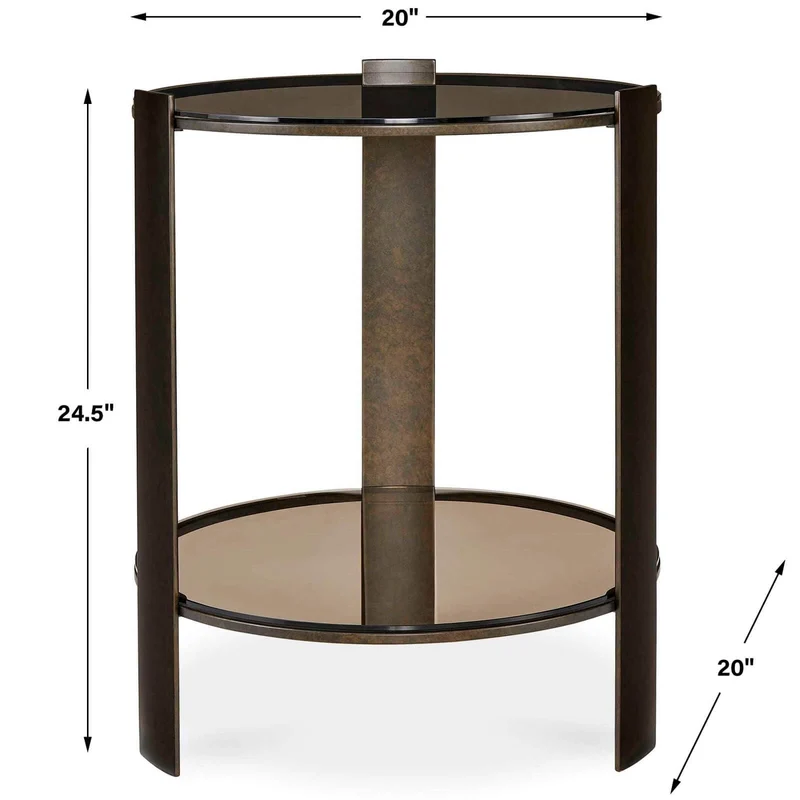 Hanson Side Table in Bronze and Dark Glass