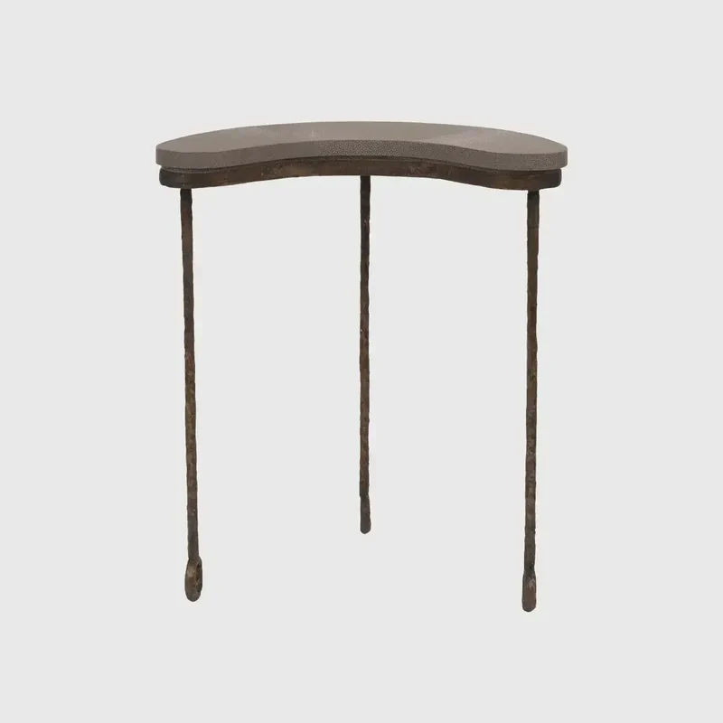 Marais Bronze Tables Grey Shagreen Leather