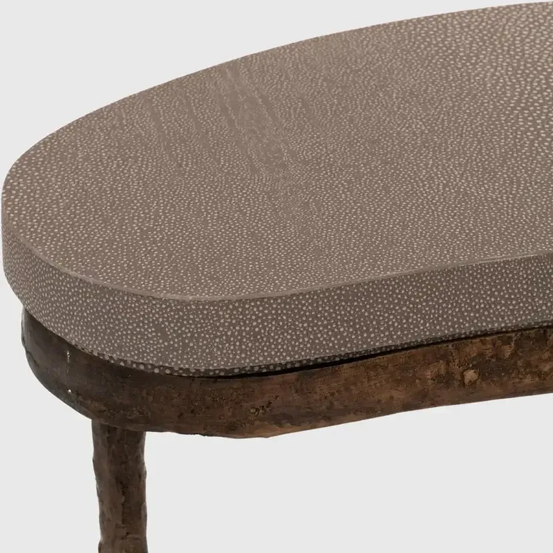 Marais Bronze Tables Grey Shagreen Leather