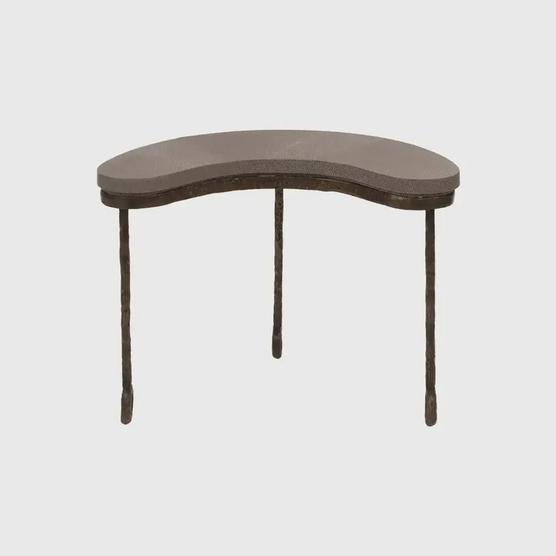Marais Bronze Tables Grey Shagreen Leather