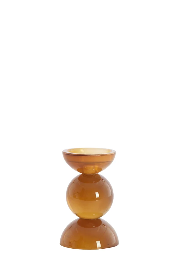 Candle stick 9,5x15,5 cm ITINGA glass milky dark brown | OUTLET