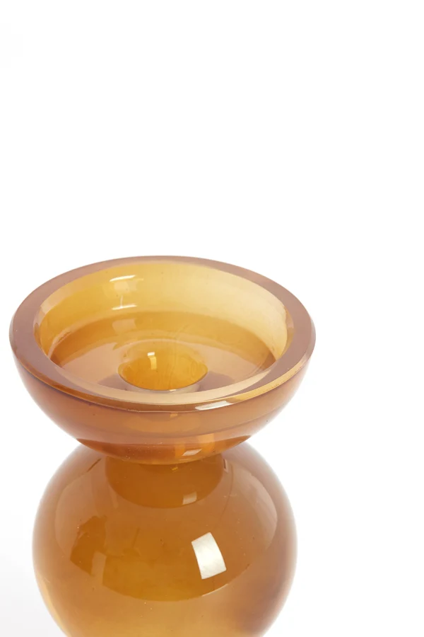 Candle stick 9,5x15,5 cm ITINGA glass milky dark brown | OUTLET