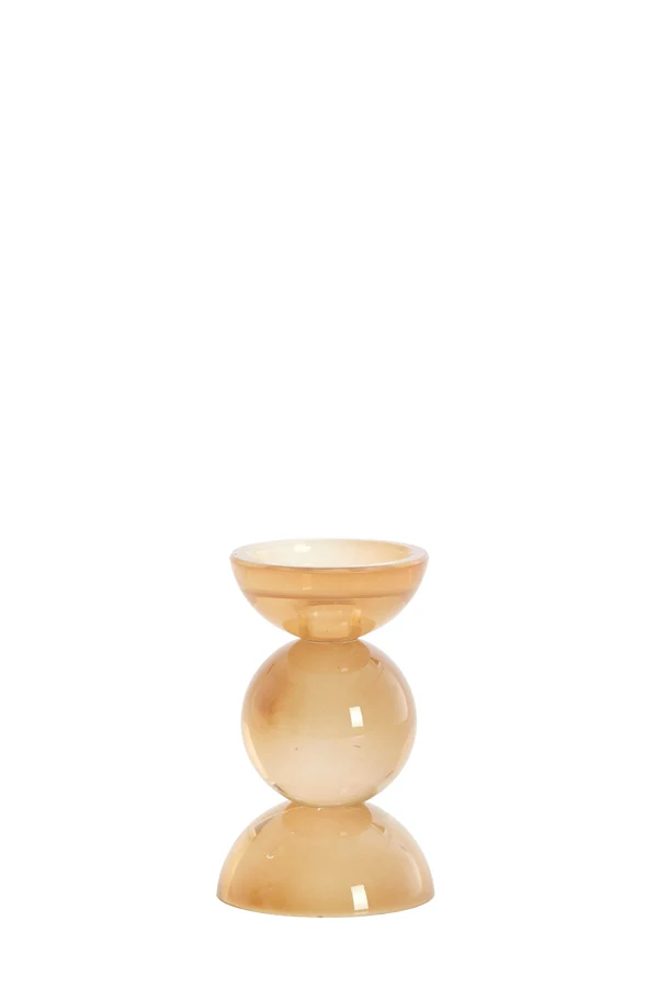 Candle stick 9,5x15,5 cm ITINGA glass milky amber | OUTLET