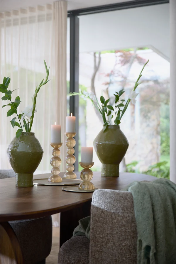 Candle stick 10x26,5 cm ITINGA glass milky amber | OUTLET