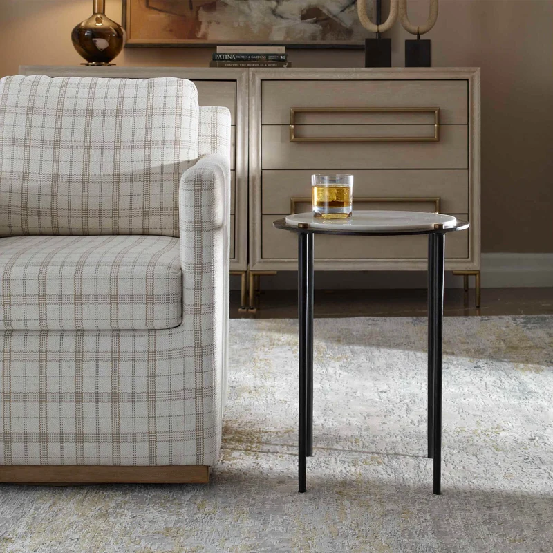 Wren Round White Marble Side Table