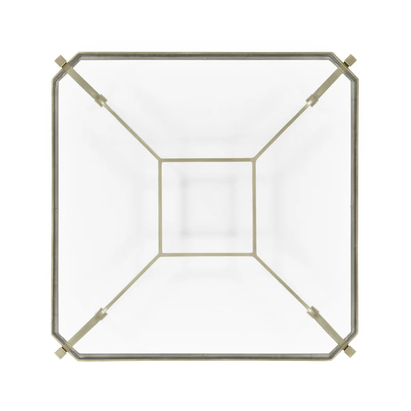 Square Side Table Contemporary with Glass Top - Silver