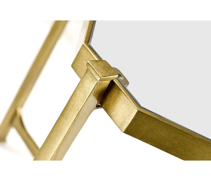 Square Side Table Contemporary with Glass Top - Gilded