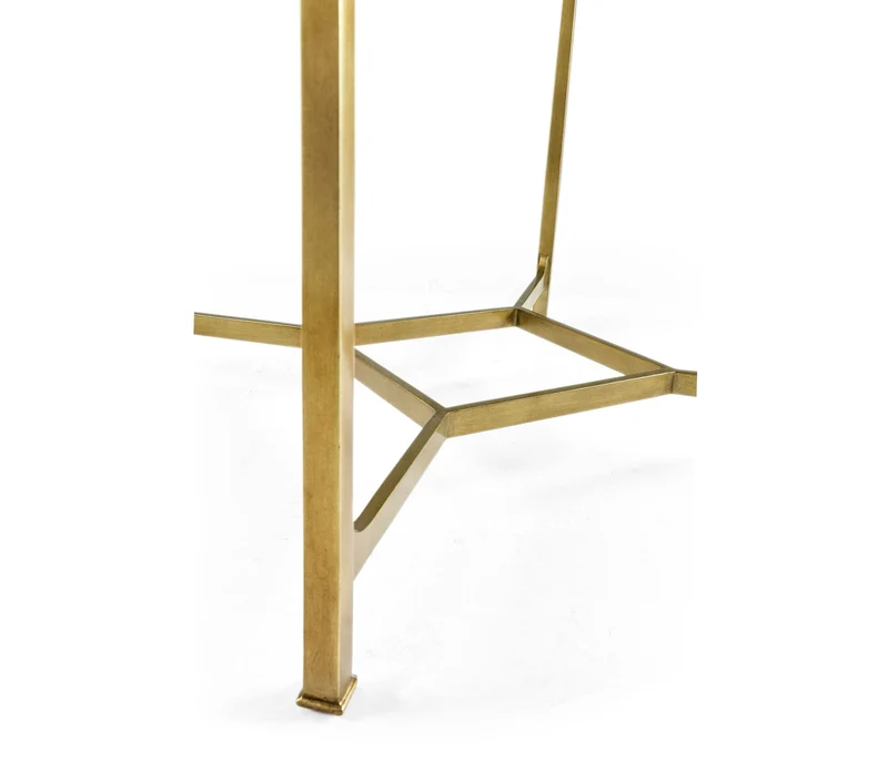 Square Side Table Contemporary with Glass Top - Gilded