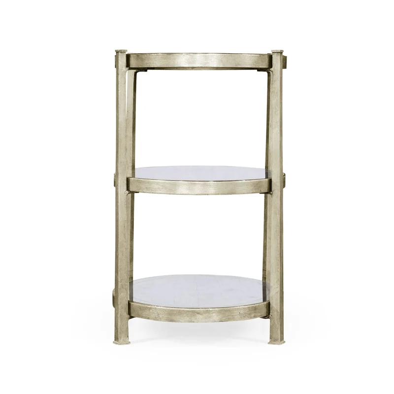 Small Oval Side Table Contemporary Three-Tier - Silver