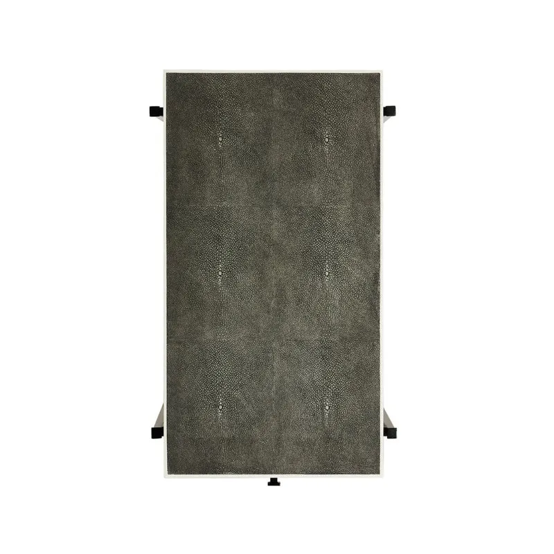 Side Table with Drawer Contemporary in Anthracite Shagreen - Bronze