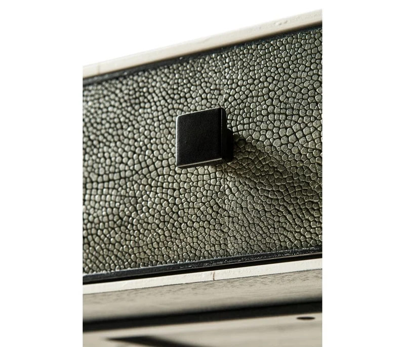 Side Table with Drawer Contemporary in Anthracite Shagreen - Bronze
