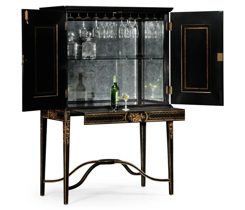 Formal Black & Gold Drinks Cabinet