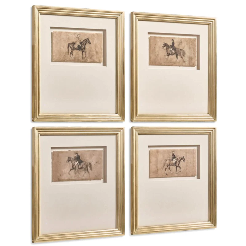 Equestrian Lines in Motion Framed Prints - Set of 4