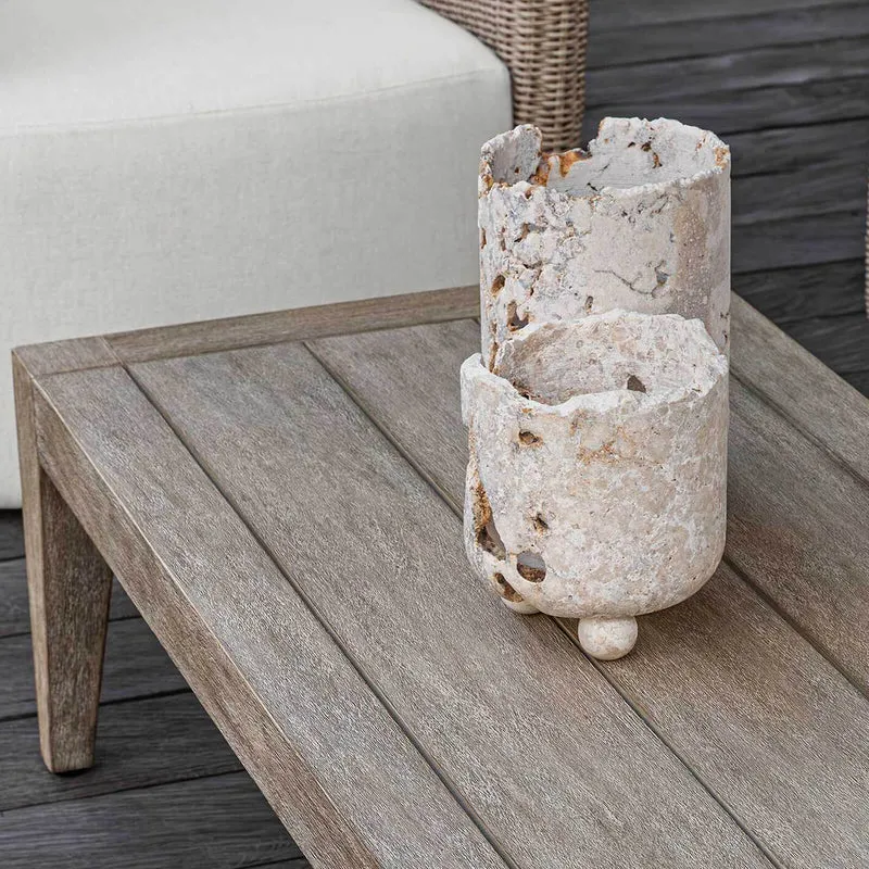 Quarried Stone Indoor-Outdoor Candleholders - Set of 2