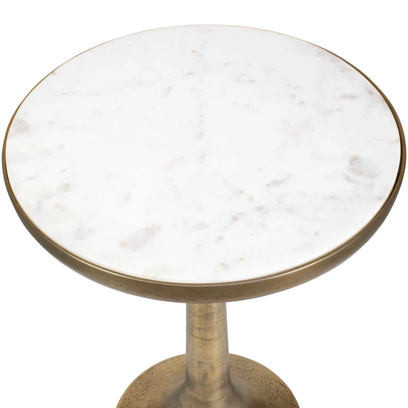 Gianno Round Side Table in White Marble