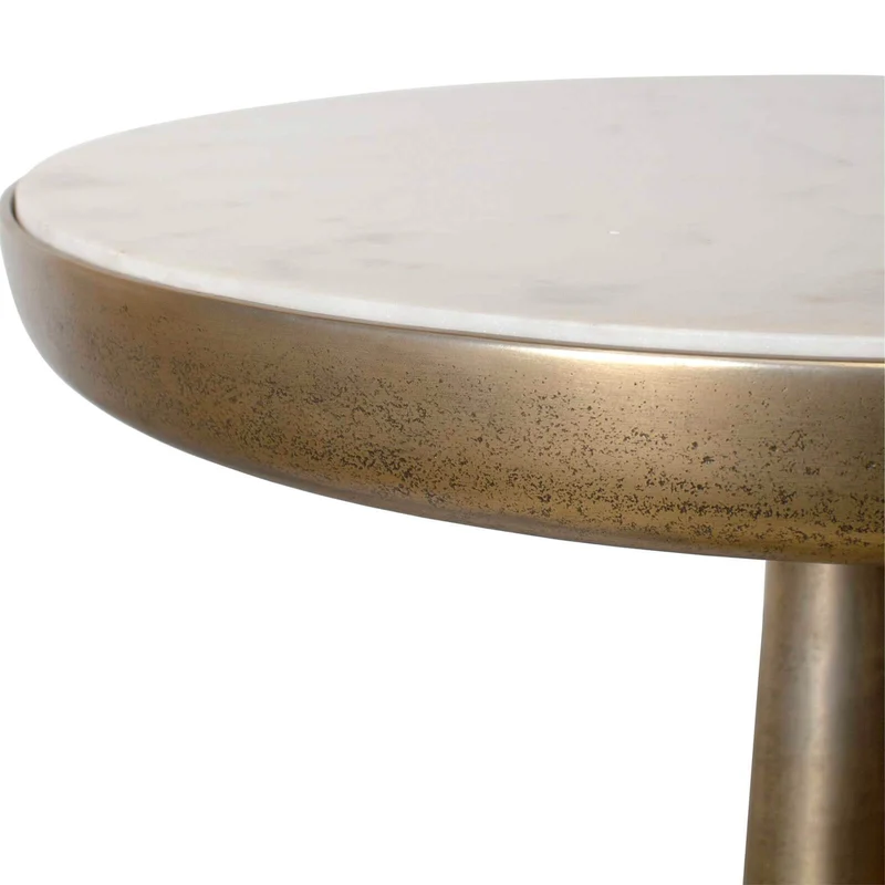 Gianno Round Side Table in White Marble