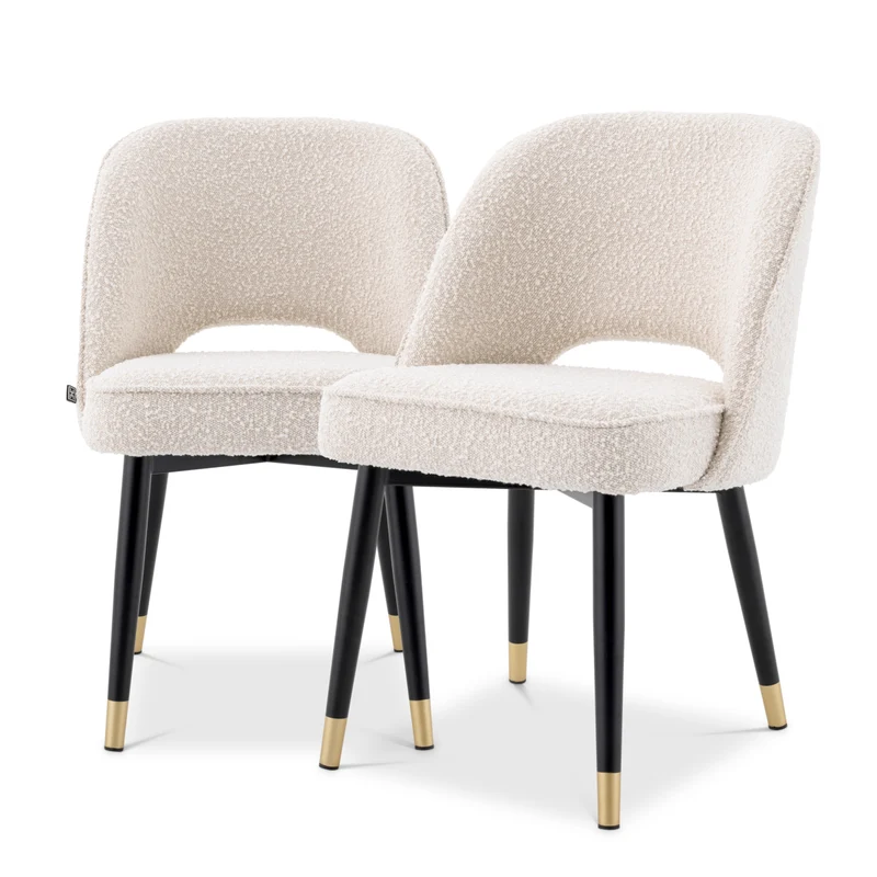 Dining Chair Cliff set of 2 Bouclé cream