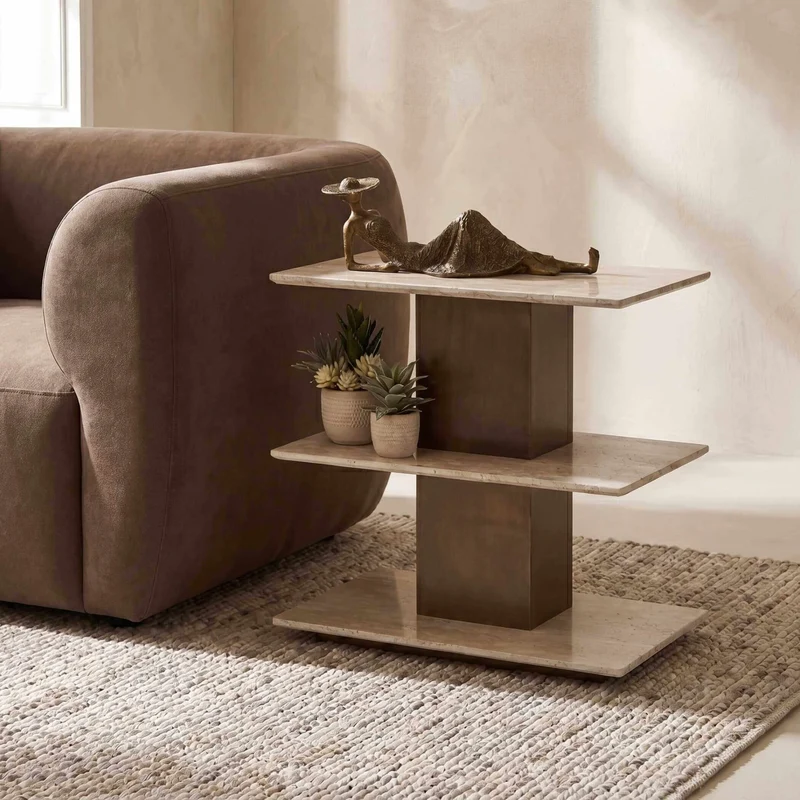 Travertini 3 Tiered Accent Table