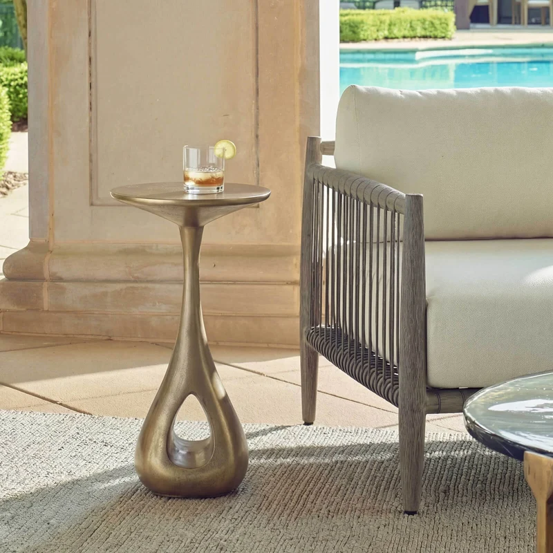 Tolstoy Indoor-Outdoor Side Table in Brass