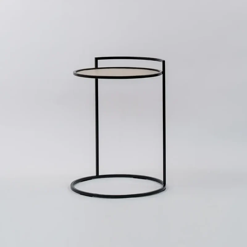 Cocktail Table Round Pumice Leather