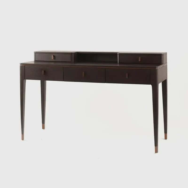 Studio Desk 5 Drawers Espresso Oak