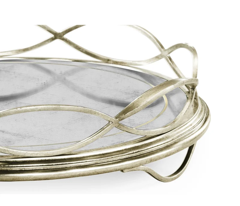 Round Tray Interlaced in Eglomise - Silver