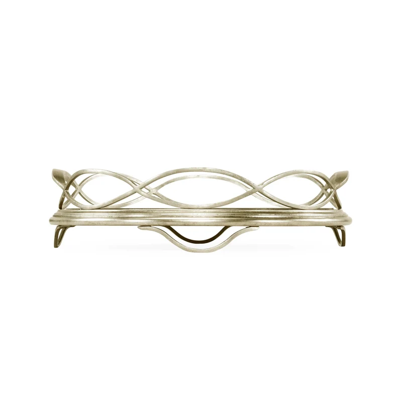 Round Tray Interlaced in Eglomise - Silver