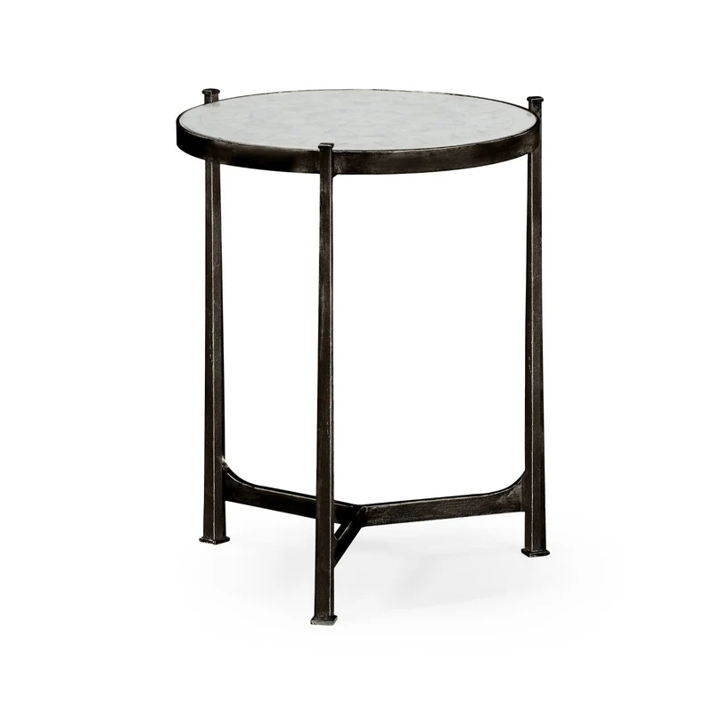Round End Table Contemporary in Eglomise - Bronze