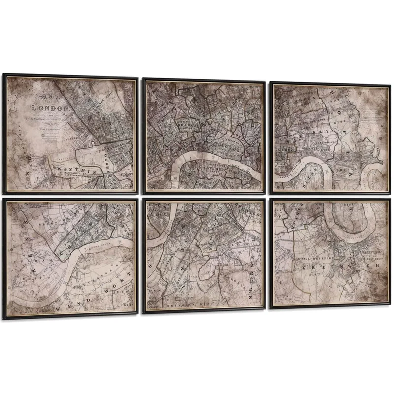 Districts of the Metropolis Framed Prints - Set of 6