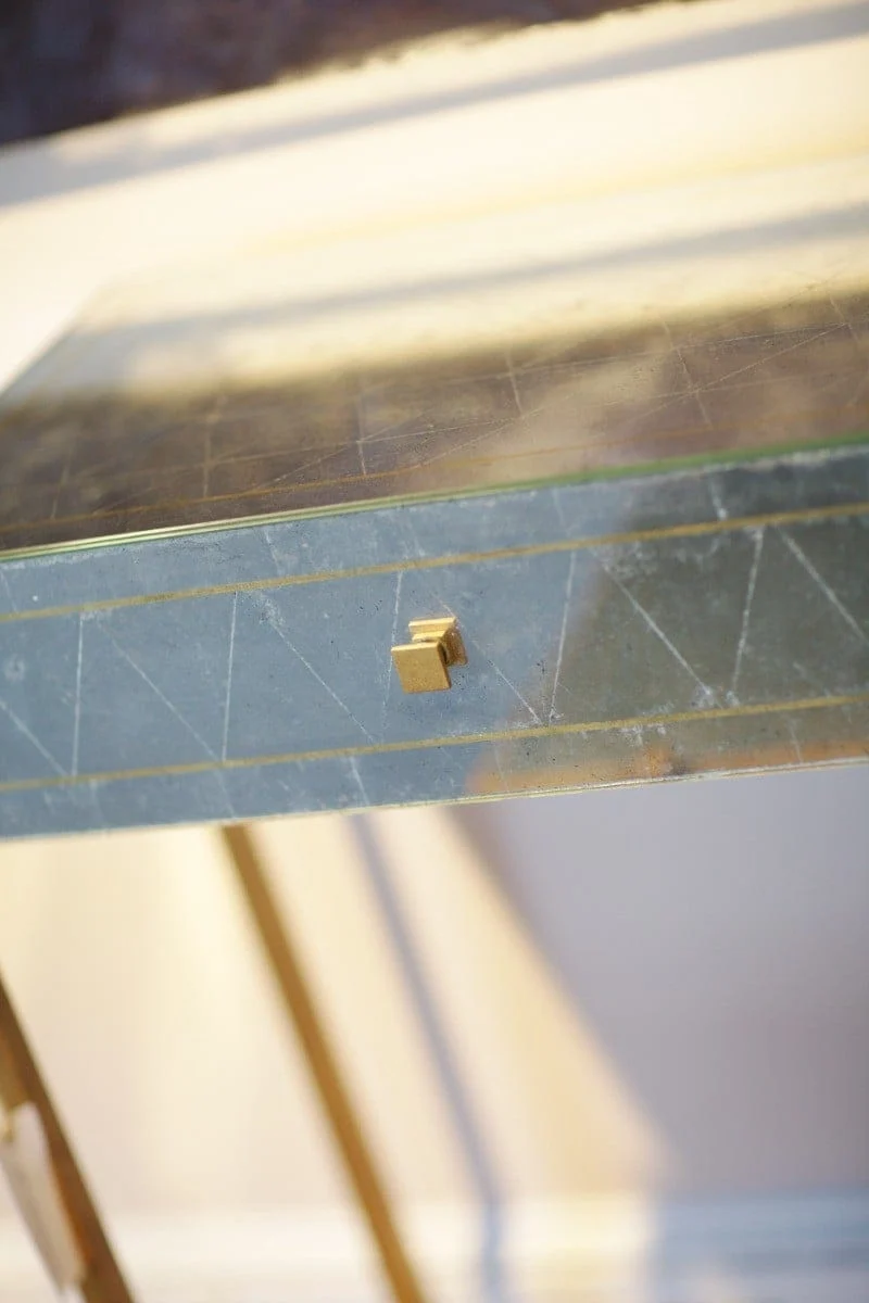Console Table 1930s in Eglomise - Gilded Iron