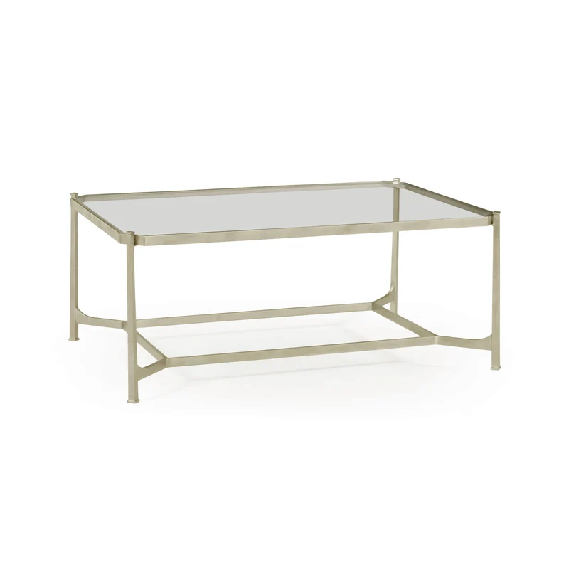 Coffee Table Contemporary with Glass Top - Silver