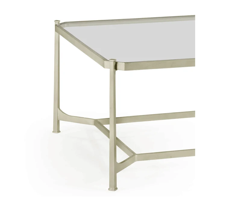 Coffee Table Contemporary with Glass Top - Silver