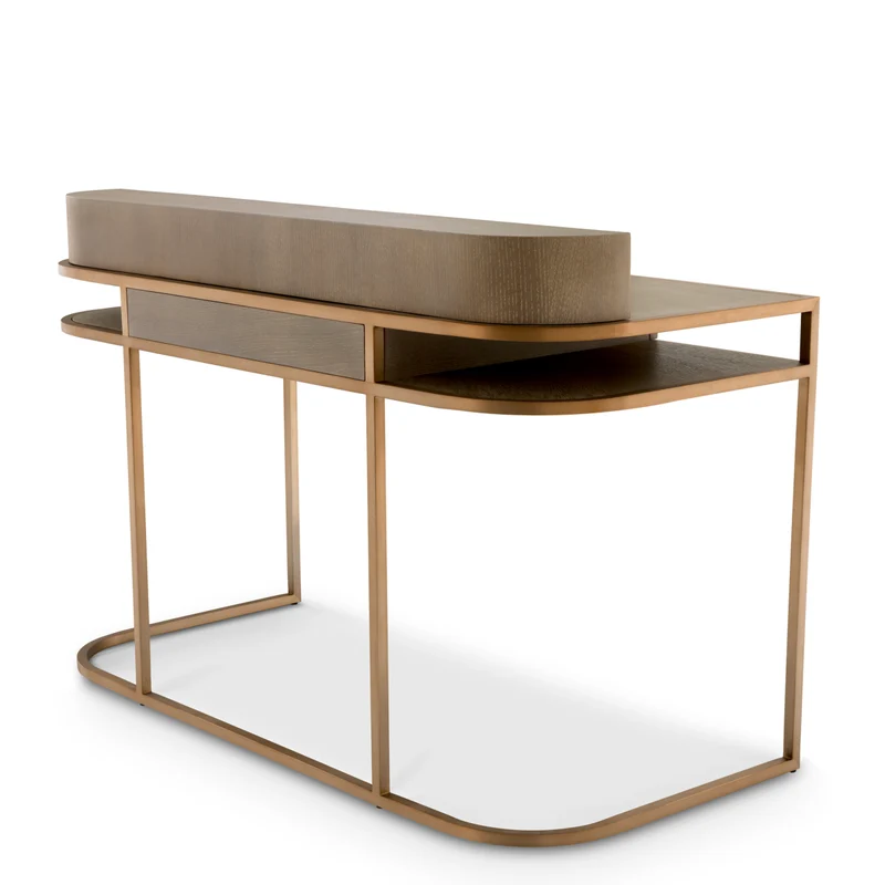 Desk Highland - Oak Veneer & Brushed Brass