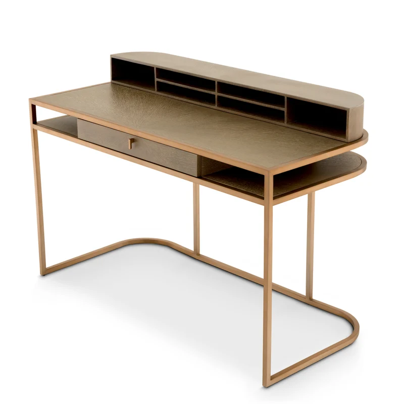 Desk Highland - Oak Veneer & Brushed Brass