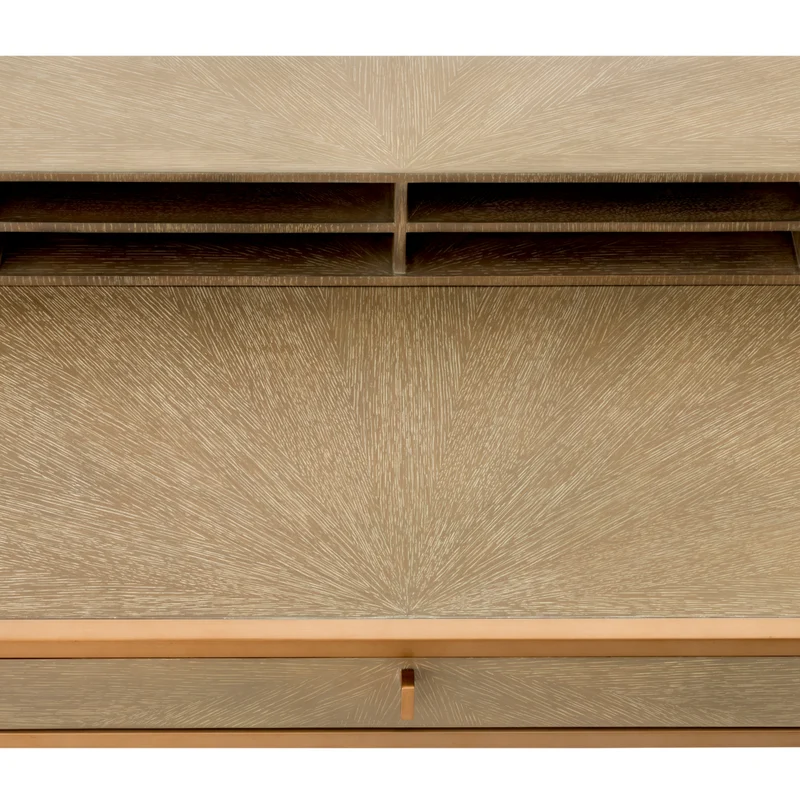 Desk Highland - Oak Veneer & Brushed Brass