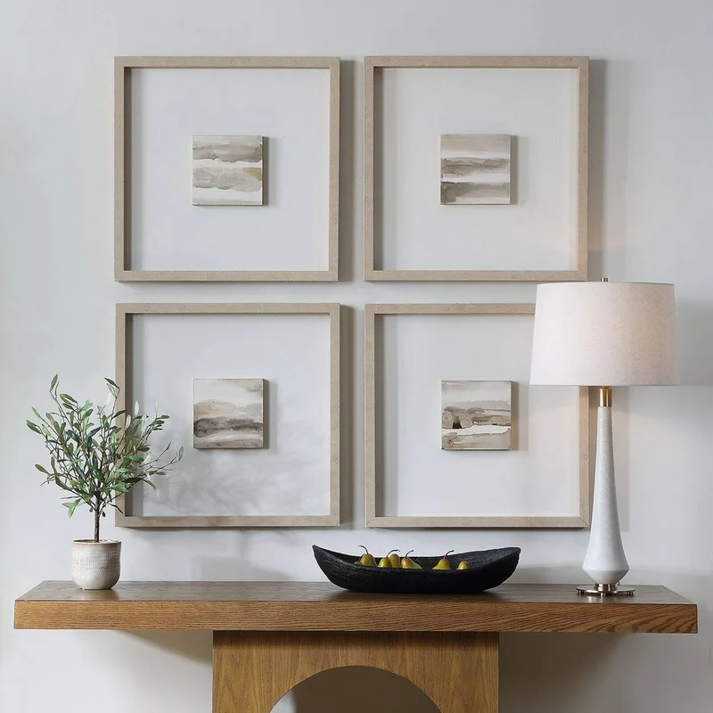 Studying Sepia Hand Painted Canvases - Set of 4