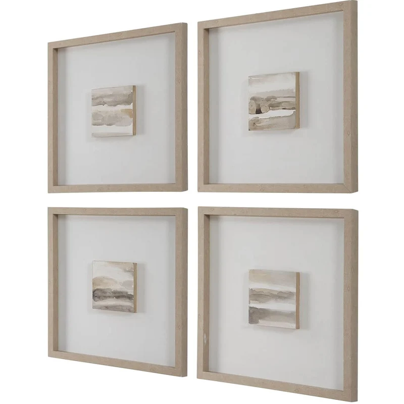 Studying Sepia Hand Painted Canvases - Set of 4