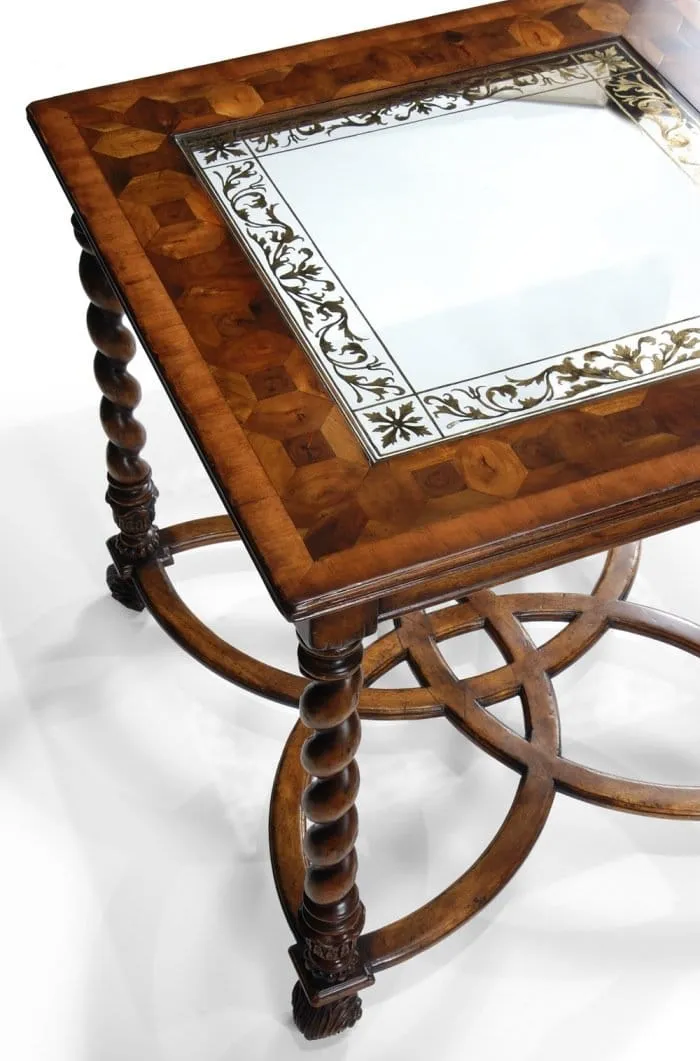 Square Side Table Oyster with Eglomise Top - Large