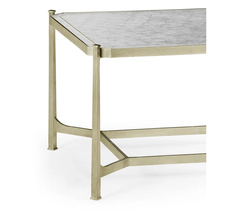 Rectangular Coffee Table Contemporary in Eglomise - Silver