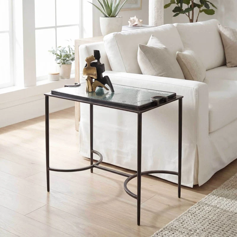 Eisen Textured Glass Side Table