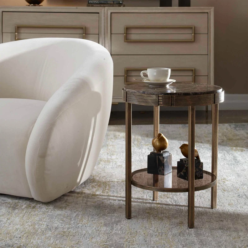 Cusano Round Dark Marble Side Table