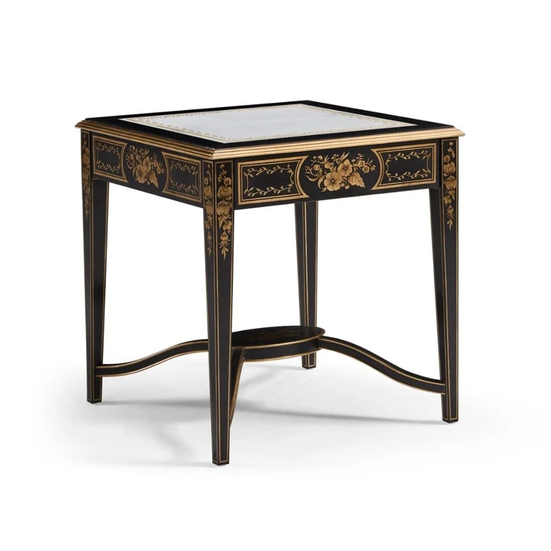 Black & Églomisé Square Side Table