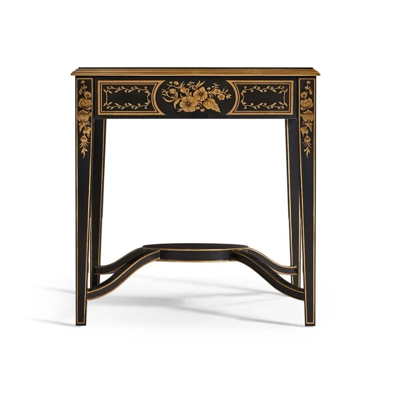Black & Églomisé Square Side Table