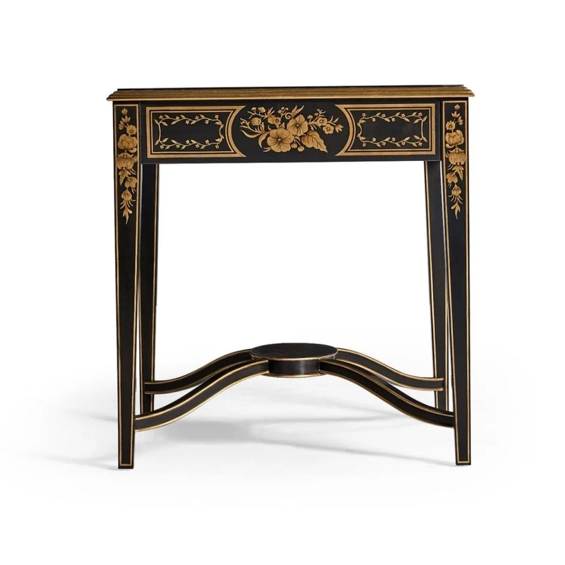 Black & Églomisé Square Side Table